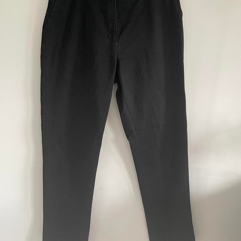 LL Bean Womens Black Cotton Chino Pants Size‎ 12 L32 Straight Leg Trousers